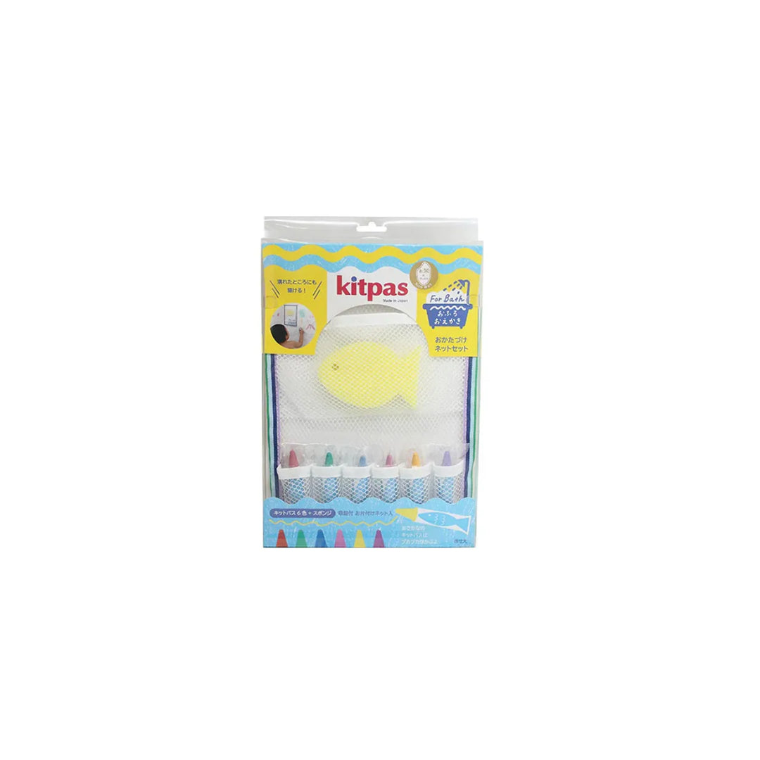 Kitpas Rice bran Wax Bath Crayons  6 Colors Set [w/ Yellow sponge]